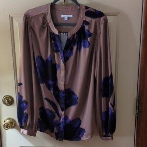 Chico's Women's Purple and Brown Floral Top